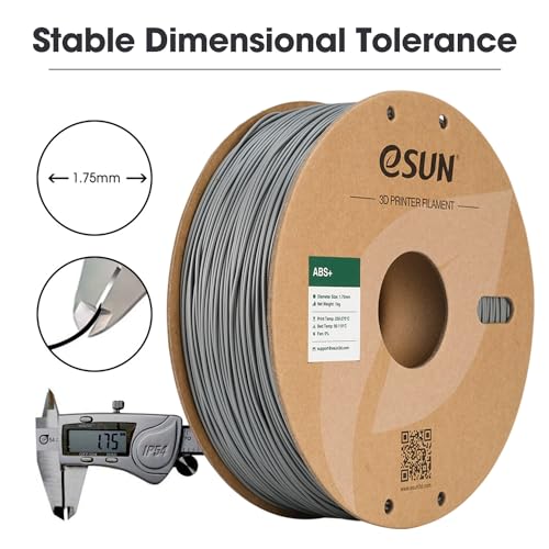 eSUN ABS+ Filament 1.75mm, 3D Printer Filament ABS Plus, Dimensional Accuracy +/- 0.05mm, 1KG Spool (2.2 LBS) 3D Printing Filament for 3D Printers, Silver - Image 5