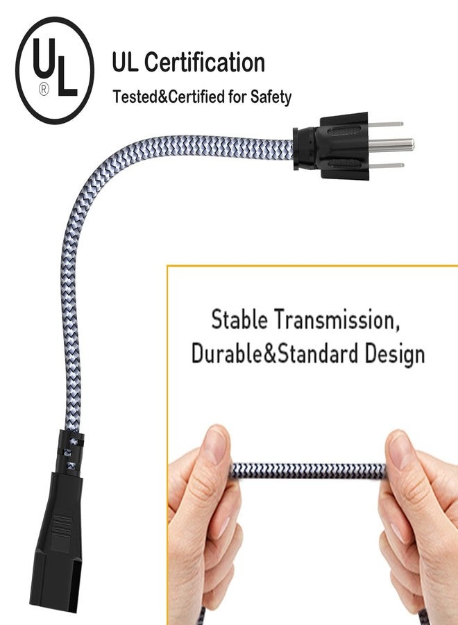 Goalfish Power Cord, Goalfish 3 Prong AC Power Cable 6.6FT(2m) Nylon Braided Replacement 3 Pin Power Cord UL Certified for Computer, TV, Monitor, Printer, PC, Projector, Power Supply Cable - Image 2