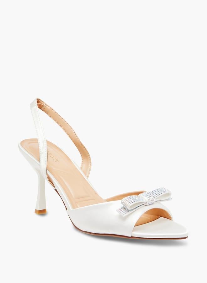 Celeste Women's Embellished Bow Slingback Sandals with Stiletto Heels - Image 1