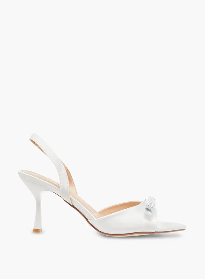 Celeste Women's Embellished Bow Slingback Sandals with Stiletto Heels