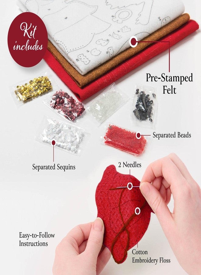 Bucilla, Snowman's Peppermint Collection, Felt Applique 6 Piece Ornament Making Kit, Perfect for DIY Arts and Crafts, 89659E, Small - Image 3