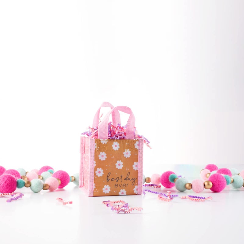 Karma Reusable Gift Bags - Tote Bag and Gift Bag with Handles - Perfect for Birthday Gifts and Party Bags RPET 1 Flowers Tiny - Image 2