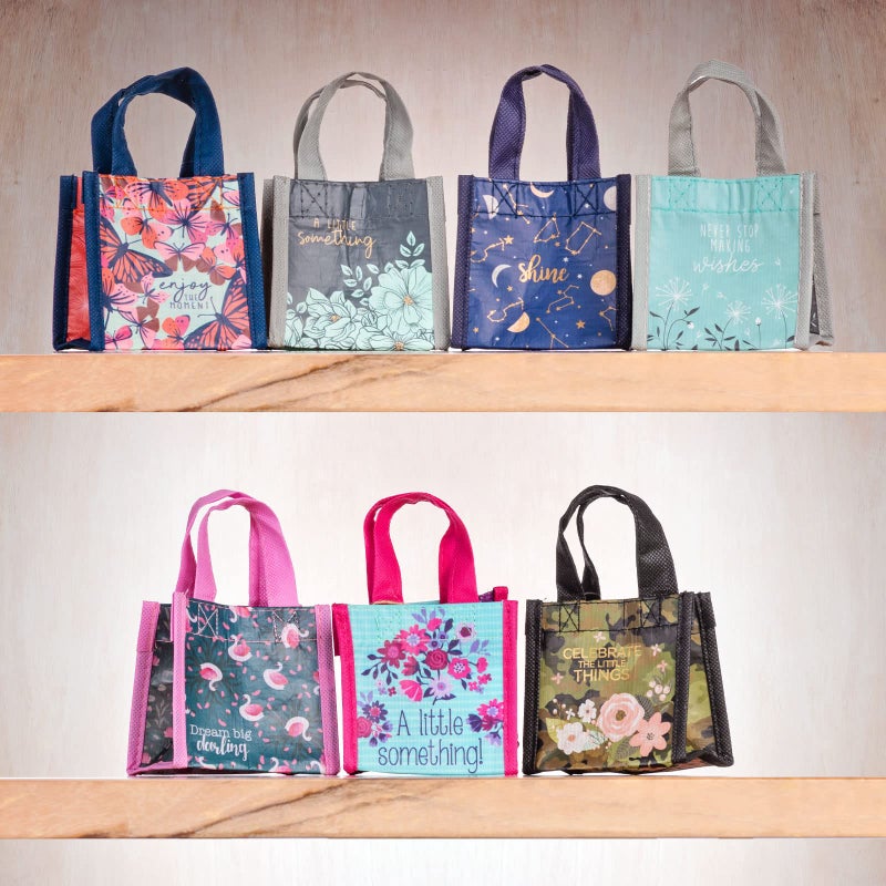 Karma Reusable Gift Bags - Tote Bag and Gift Bag with Handles - Perfect for Birthday Gifts and Party Bags RPET 1 Flowers Tiny - Image 4
