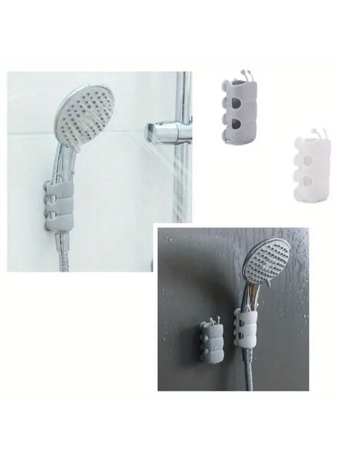 Grey Adjustable Wall Mounted Shower Head Bracket No Drill Installation Reusable No Residue Design - Image 2