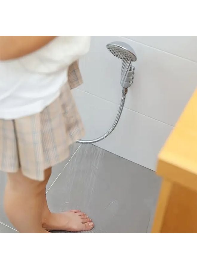 Grey Adjustable Wall Mounted Shower Head Bracket No Drill Installation Reusable No Residue Design - Image 5