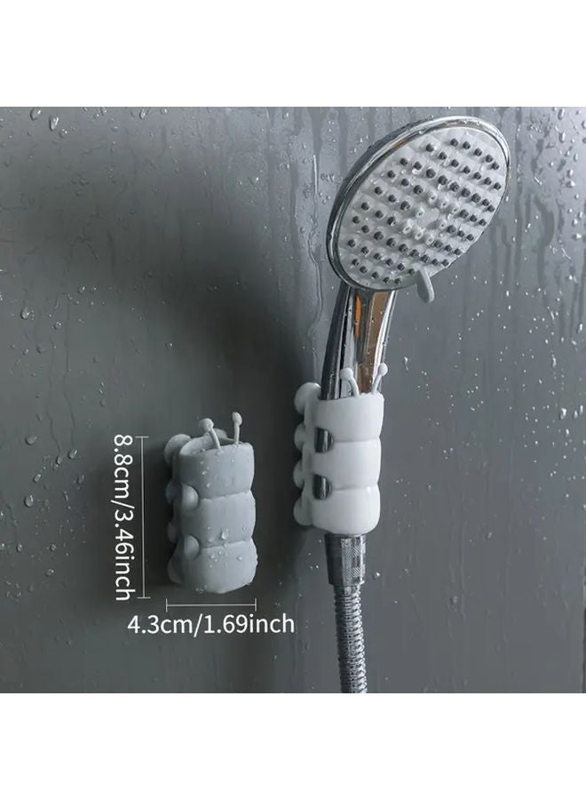 Grey Adjustable Wall Mounted Shower Head Bracket No Drill Installation Reusable No Residue Design - Image 4