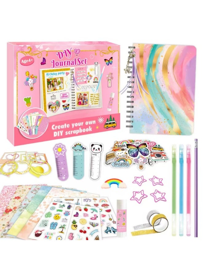 Toys for Ages 4-14 Girls Gifts: DIY Journal Kit for Tween Teen Girls 4 5 6 7 8 9 10 11 12 13 14 Year Old - Scrapbook u0026 Diary Art Crafts Kit, Journaling Art Crafts Kit, Birthday Gifts for Kids Age4+ - Image 1