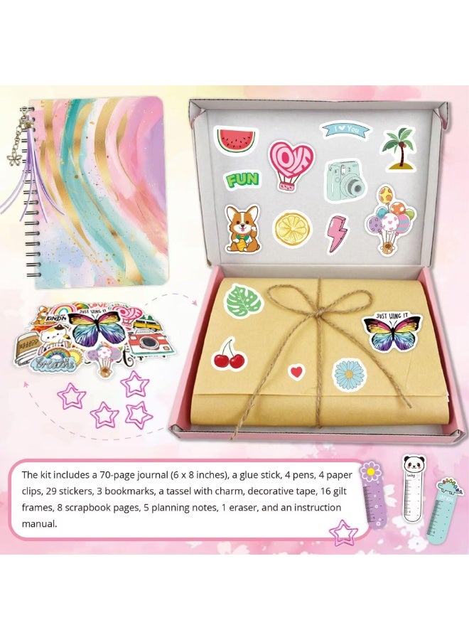 Toys for Ages 4-14 Girls Gifts: DIY Journal Kit for Tween Teen Girls 4 5 6 7 8 9 10 11 12 13 14 Year Old - Scrapbook u0026 Diary Art Crafts Kit, Journaling Art Crafts Kit, Birthday Gifts for Kids Age4+ - Image 5