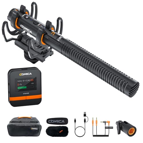 COMICA VM40 Shotgun Microphone with Wired Wireless Modes 48kHz32bit Float Recording 32GB Storage Super Cardioid Video Mic for Canon Nikon Sony DSLR Camera Camcorder Filming Video Recording - Image 1