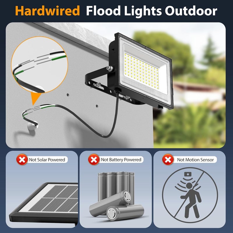 Onforu أضواء الفيضانات LED 80 واط في الهواء الطلق، 8000 لومن ضوء أمان فائق السطوع، 6500 كيلفن ضوء النهار الأبيض، أضواء الفيضانات الخارجية، IP66 مقاومة للماء للأماكن الخارجية، حزمة من 2 - Image 2