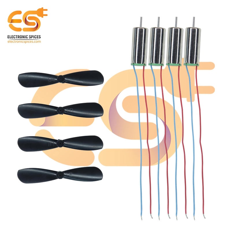 Electronicspices Metal Dc 3.7V 716 7X16Mm Micro Coreless Motor With Propeller High-Speed Mini Drones (4 Motors + 4 Propellers) - Image 4