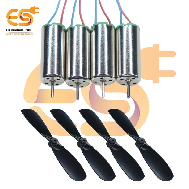 Electronicspices Metal Dc 3.7V 716 7X16Mm Micro Coreless Motor With Propeller High-Speed Mini Drones (4 Motors + 4 Propellers) - Image 3