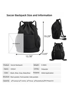 KASTWAVE Drawstring Backpack Waterproof Soccer Bag for Man and Women, Sports Basketball Gym Draw String Sackpack with Shoes Compartment Side Mesh Pockets  - Image 2