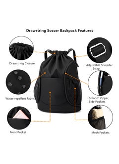KASTWAVE Drawstring Backpack Waterproof Soccer Bag for Man and Women, Sports Basketball Gym Draw String Sackpack with Shoes Compartment Side Mesh Pockets  - Image 3