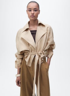 MANGO Linen Jacket With Belt  - Image 1