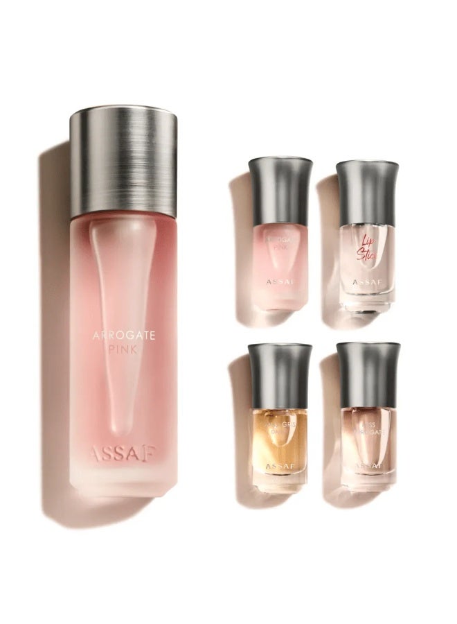 عساف Arrogate Pink Gift Set by ASSAF (200ml + 4×10ml ) Women’s Perfume Gift Collection - Image 2