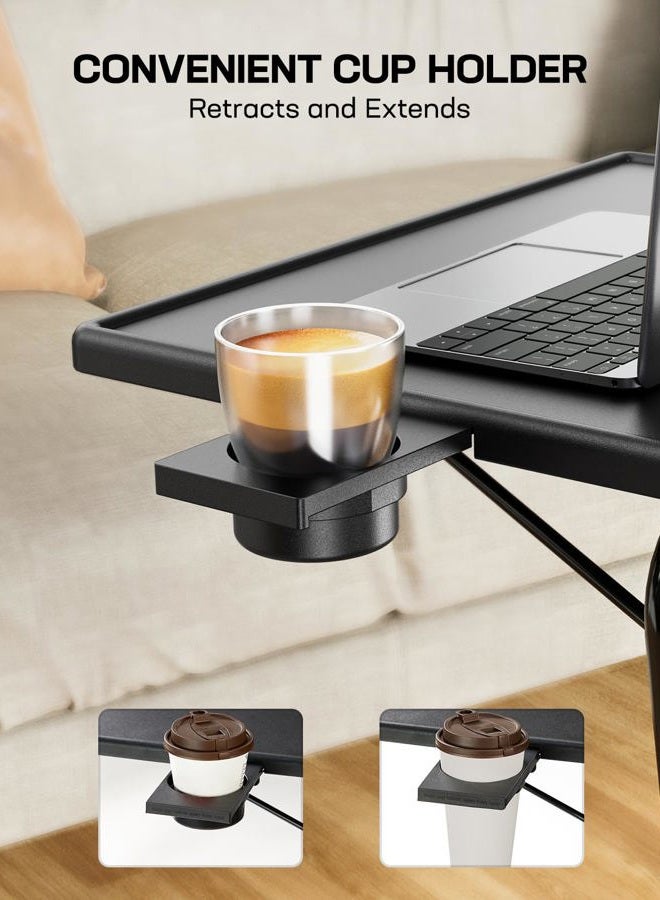 LORYERGO Modern Black Folding TV Tray Table, Adjustable Height & Angle, Cup Holder, Foldable, 20.4” W x 15.5” D x 15.5” H - Image 5