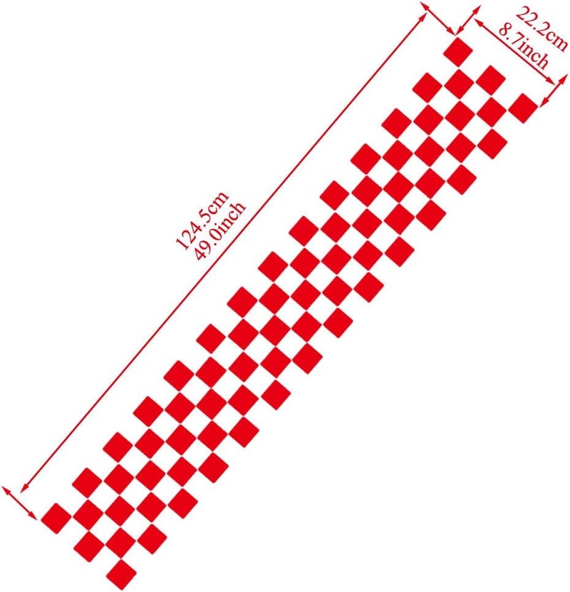 49" × 8.7" ملصق لغطاء المحرك بأشرطة سباقات السيارات، لتزيين جانبي الهيكل (لون أحمر ب) - Image 2