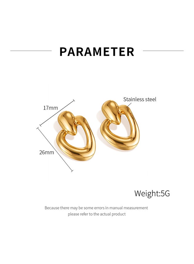 Retro Stainless Steel Earrings For Women, Simple Irregular Geometric Love-Shaped Versatile Temperament Earrings - Image 2
