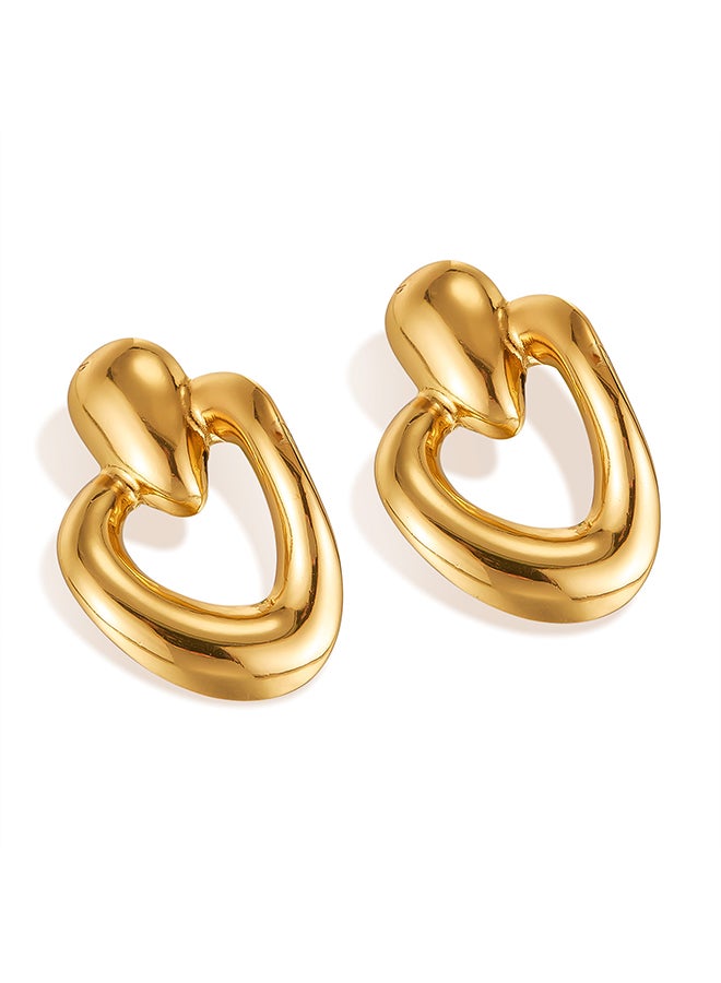 Retro Stainless Steel Earrings For Women, Simple Irregular Geometric Love-Shaped Versatile Temperament Earrings - Image 1