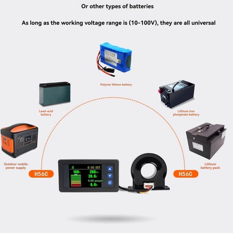 Hall Effect Sensor DC 100A Volt Amp Coulomb Meter 10 100V Battery Capacity Monitor - Image 4