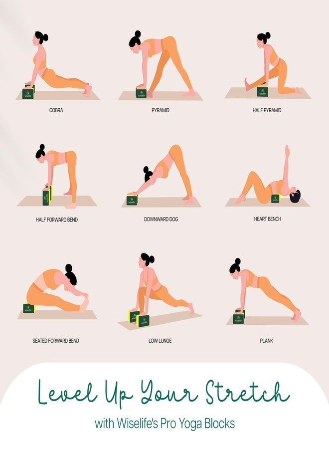 WiseLife Green Yellow Pro Yoga Block | Yoga Brick, High Density Premium TPE Foam Material, Soft Surface, Triple Layer for Optimum Balance, Support & Cushion (Pack of 2, Extra Large Size) - Image 5