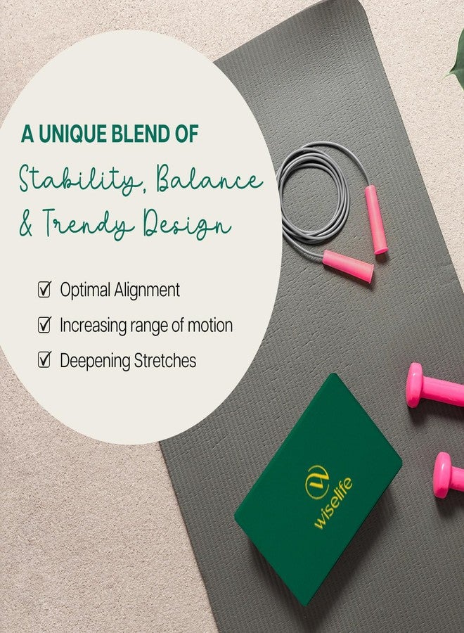 WiseLife Green Yellow Pro Yoga Block | Yoga Brick, High Density Premium TPE Foam Material, Soft Surface, Triple Layer for Optimum Balance, Support & Cushion (Pack of 2, Extra Large Size) - Image 4