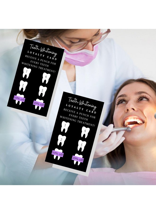 Boutique Marketing LLC Teeth Whitening Loyalty Discount Cards 50 Pack Size 2X3.5 Inches Inch Business Card Matches Teeth Whitening Aftercare Card Wallet Size Matte Black With Purple Design  - Image 5