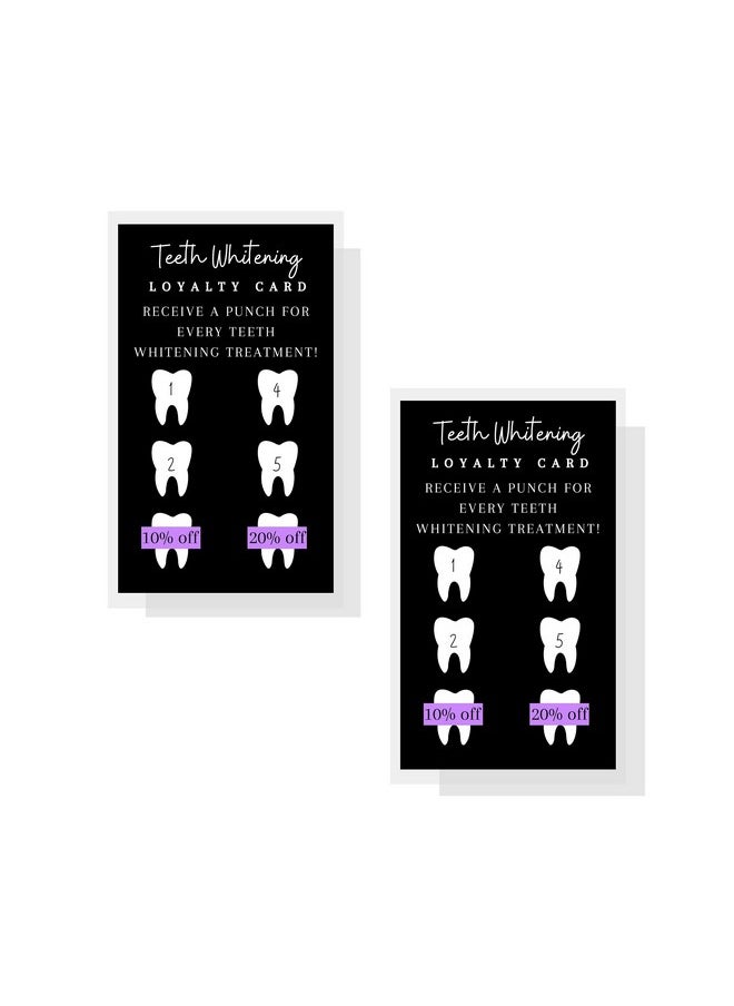 Boutique Marketing LLC Teeth Whitening Loyalty Discount Cards 50 Pack Size 2X3.5 Inches Inch Business Card Matches Teeth Whitening Aftercare Card Wallet Size Matte Black With Purple Design  - Image 2