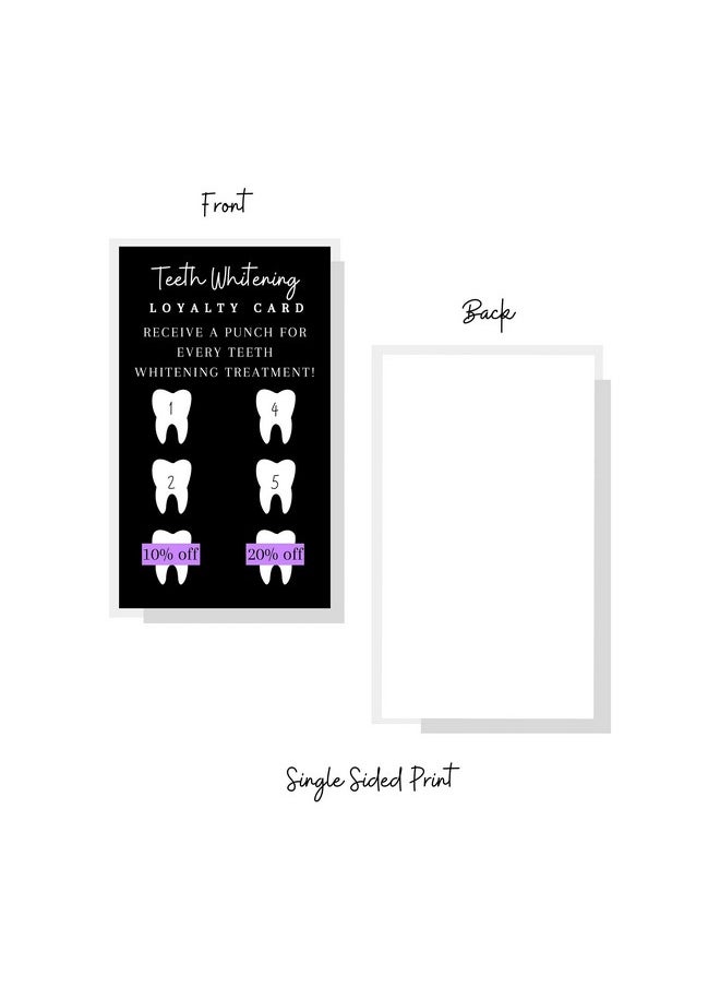 Boutique Marketing LLC Teeth Whitening Loyalty Discount Cards 50 Pack Size 2X3.5 Inches Inch Business Card Matches Teeth Whitening Aftercare Card Wallet Size Matte Black With Purple Design  - Image 3
