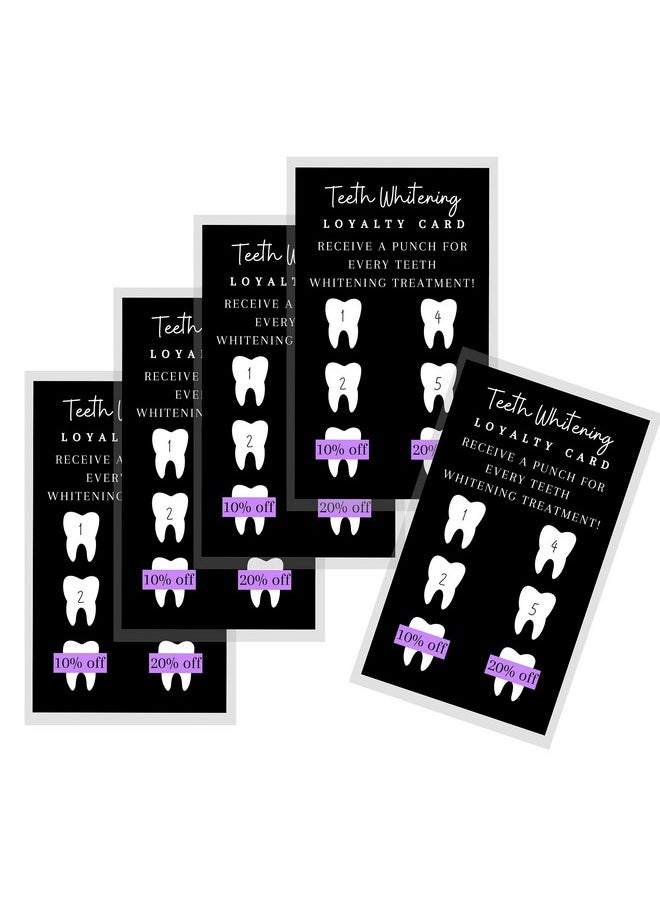 Boutique Marketing LLC Teeth Whitening Loyalty Discount Cards 50 Pack Size 2X3.5 Inches Inch Business Card Matches Teeth Whitening Aftercare Card Wallet Size Matte Black With Purple Design  - Image 4