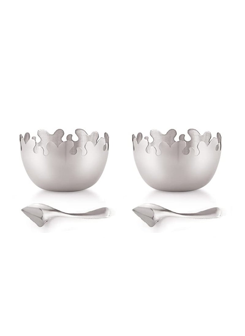 FINALITY FINALITY Stainless Steel Navratn Dessert and Serving Bowl with Z Spoon Size 10 cm 6  - Image 3