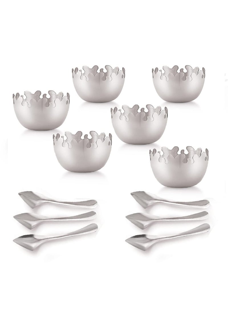 FINALITY FINALITY Stainless Steel Navratn Dessert and Serving Bowl with Z Spoon Size 10 cm 6  - Image 1