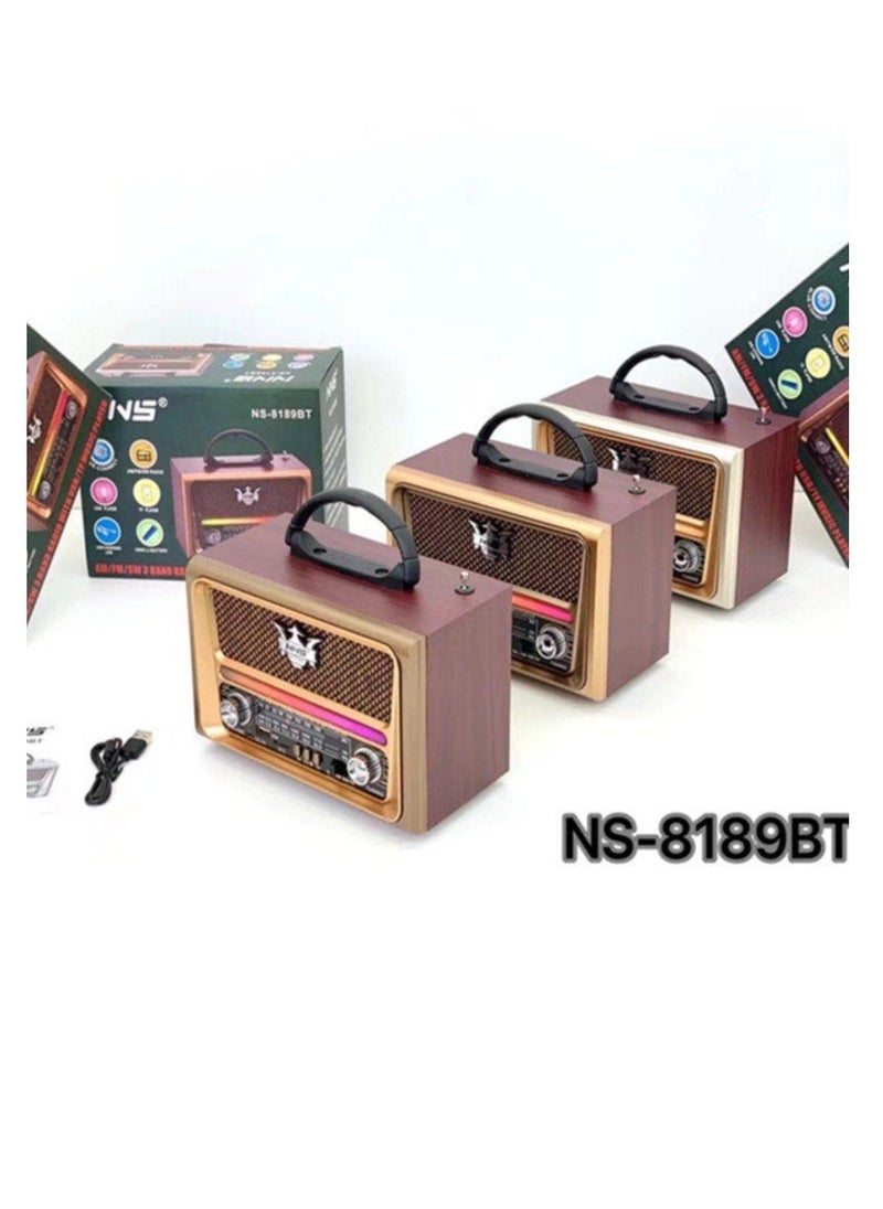 NNS - FM Radio NS-8189 Bluetooth Speaker with USB and SD Card Function with LED Light - Image 1