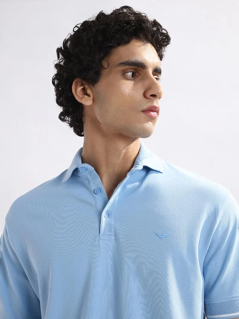 NOBERO  Men's Light Blue Regular Fit Polo Shirt for Men | Best Price UAE