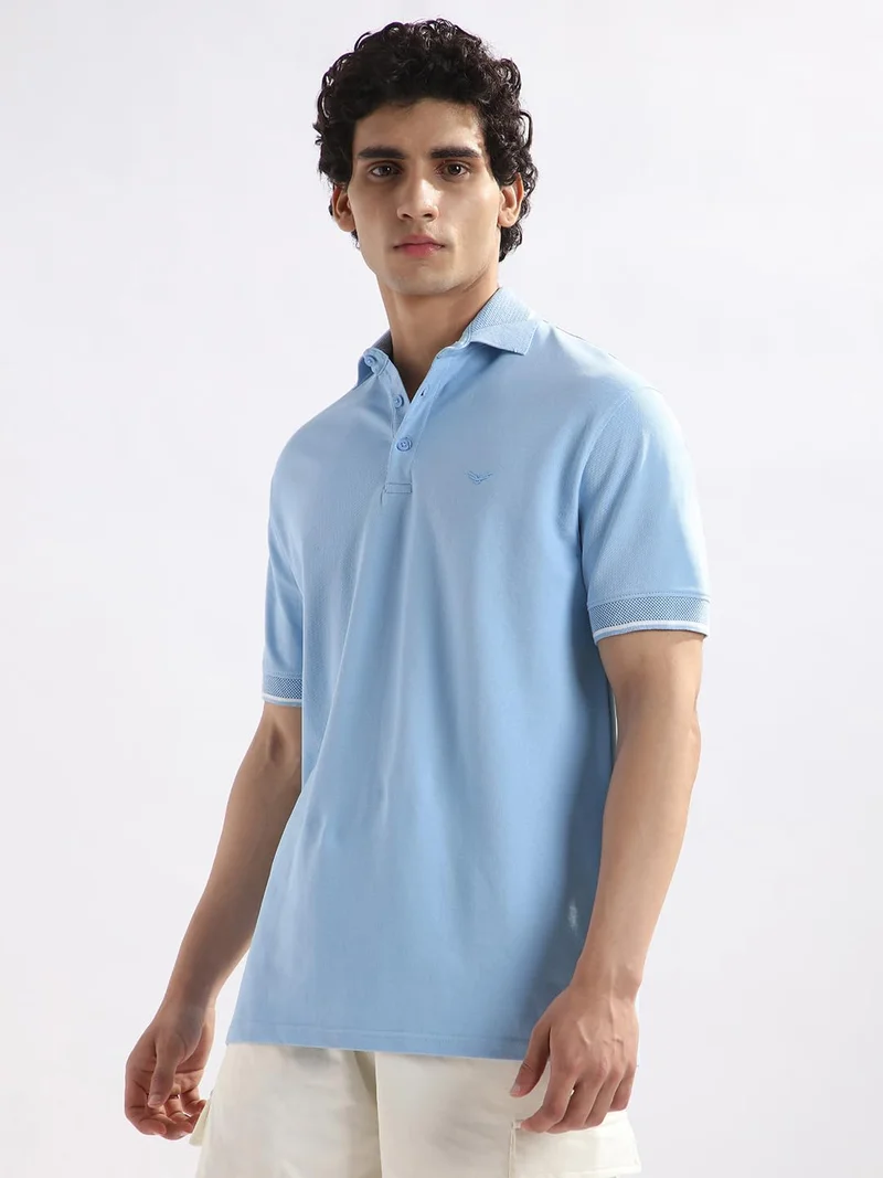 NOBERO  Men's Light Blue Regular Fit Polo Shirt for Men | Best Price UAE