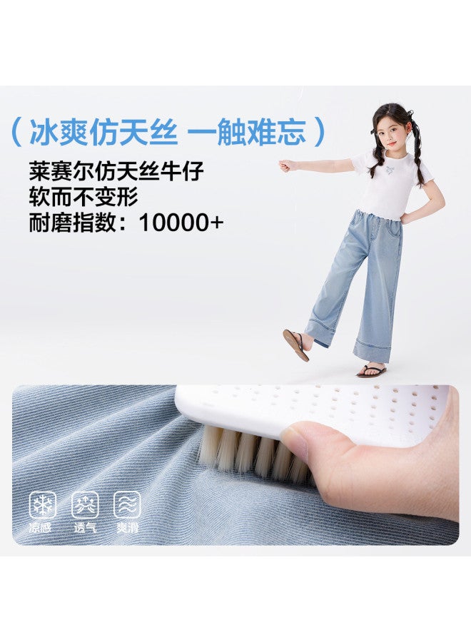 Zuoxi Girls' Wide Leg Pants Summer Thin Breathable Mosquito-proof Cool-feeling Kids' Tencel-like Denim Trousers - Image 5