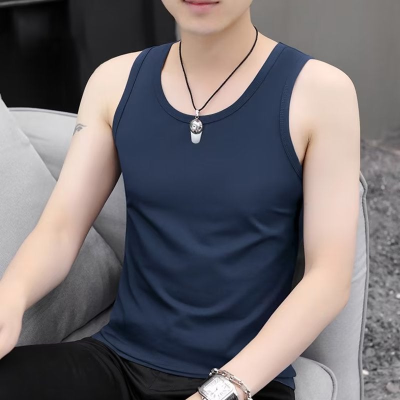 Japanese Style Fashionable Mens Tank Top Black  - Image 4