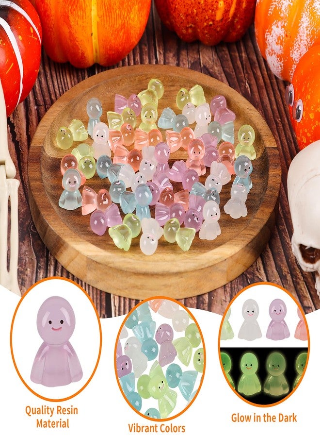 FOIMAS 50pcs Luminous Mini Resin Ghost,Miniature Halloween Ghosts Glow in The Dark Figurine for Halloween Craft Table Decoration Party Decoration Supply - Image 3