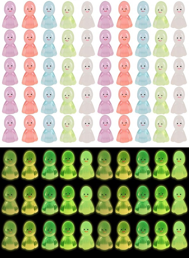 FOIMAS 50pcs Luminous Mini Resin Ghost,Miniature Halloween Ghosts Glow in The Dark Figurine for Halloween Craft Table Decoration Party Decoration Supply - Image 1