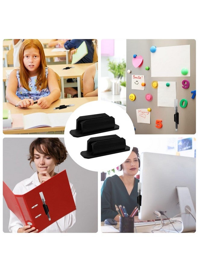 Rainmae Rainmae 12 Pack Pen Holder Silicone, Adhesive Pen Holder for Desk, Single Pen Holder for Desk Accessories Teacher Supplies Bulletin Board Clipboards, Pencil/Marker Clip for Classroom Office(Black)  - Image 5