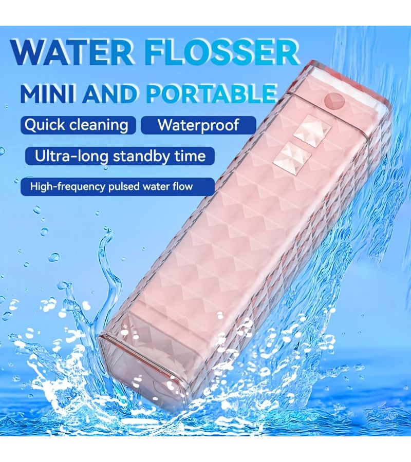 Portable Mini Water Flosser Pink Color For Teeth Cleaning Retractable Water Tank Travel 4 Modes Ideal For Braces Dental Bridges Home And Outdoor Oral Care - Image 5
