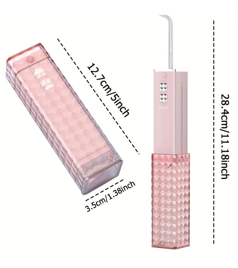 Portable Mini Water Flosser Pink Color For Teeth Cleaning Retractable Water Tank Travel 4 Modes Ideal For Braces Dental Bridges Home And Outdoor Oral Care - Image 1