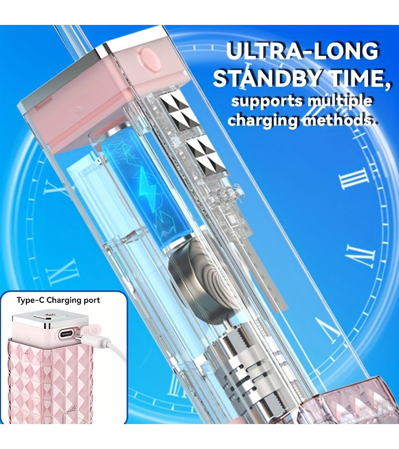 Portable Mini Water Flosser Pink Color For Teeth Cleaning Retractable Water Tank Travel 4 Modes Ideal For Braces Dental Bridges Home And Outdoor Oral Care - Image 2