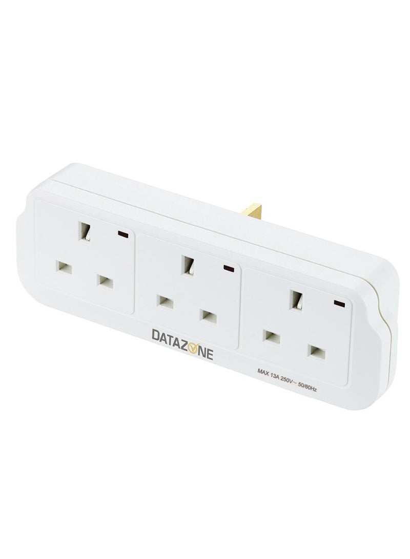 Datazone Power Adapter with 3 Sockets With high voltage protection fuse Compliant with Saudi standards - Image 1