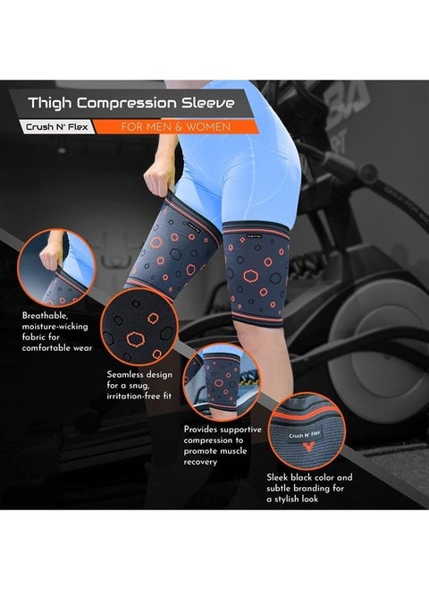 CrushN'Flex Thigh Compression Sleeves (Pair) – Thigh Support - Support for Upper Leg, Quad, Hamstring, Running, Sports, Weightlifting, Groin Pulls – Active Recovery – For Men and Women