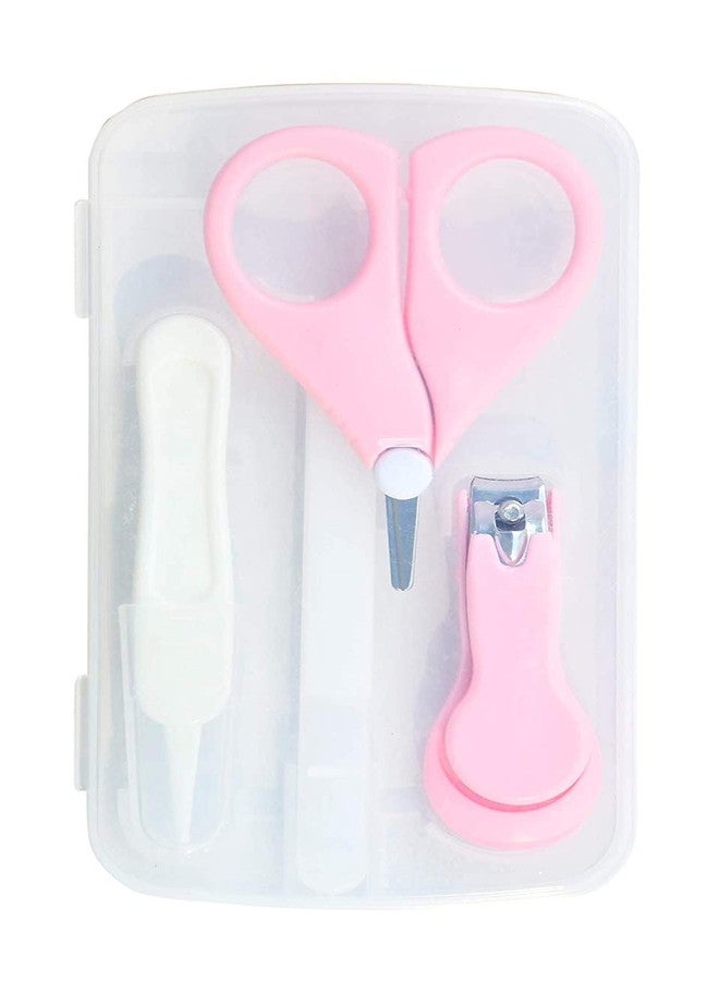 Alya The Cheeky Kidzz Baby Grooming Essential Nail Pedicure Manicure Cutter Safety Kit 4 IN 1 Combo With Cute Printed Portable Travel Transparent Protective Case Box For Toddlers/Infants/New Borns| Best Unique Baby Shower Gift(0 Months+)(PINK) - Image 1