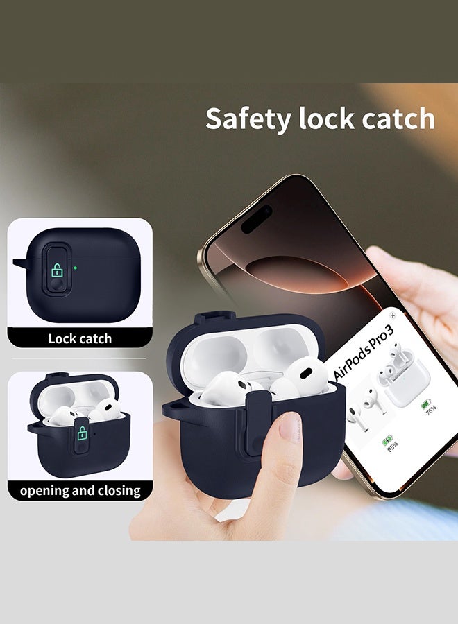 CATANES Leather Case for AirPods Pro 3 - with Secure Snap Lid and Keychain Loop - Blue - Image 4