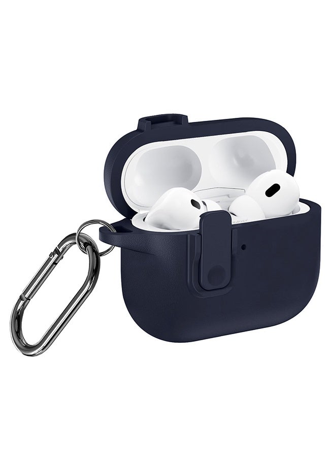 CATANES Leather Case for AirPods Pro 3 - with Secure Snap Lid and Keychain Loop - Blue - Image 1