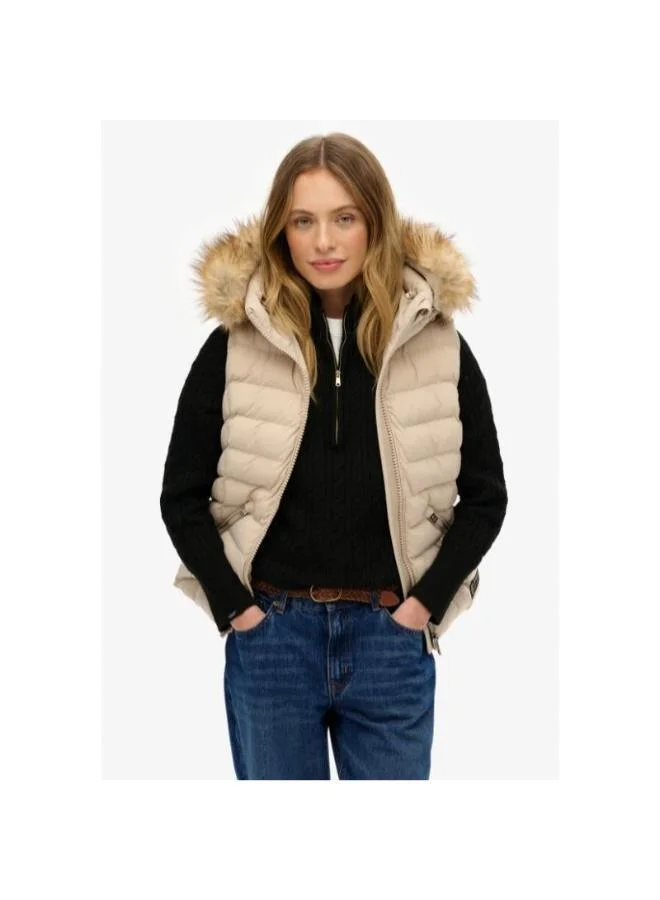 Superdry  Fuji Faux Fur Hooded Gilet for Women | Best Price UAE